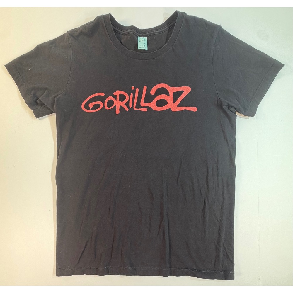 Gorillaz Band Graphic Tee Pacific Black Red Logo Cotton Shirt Mens M